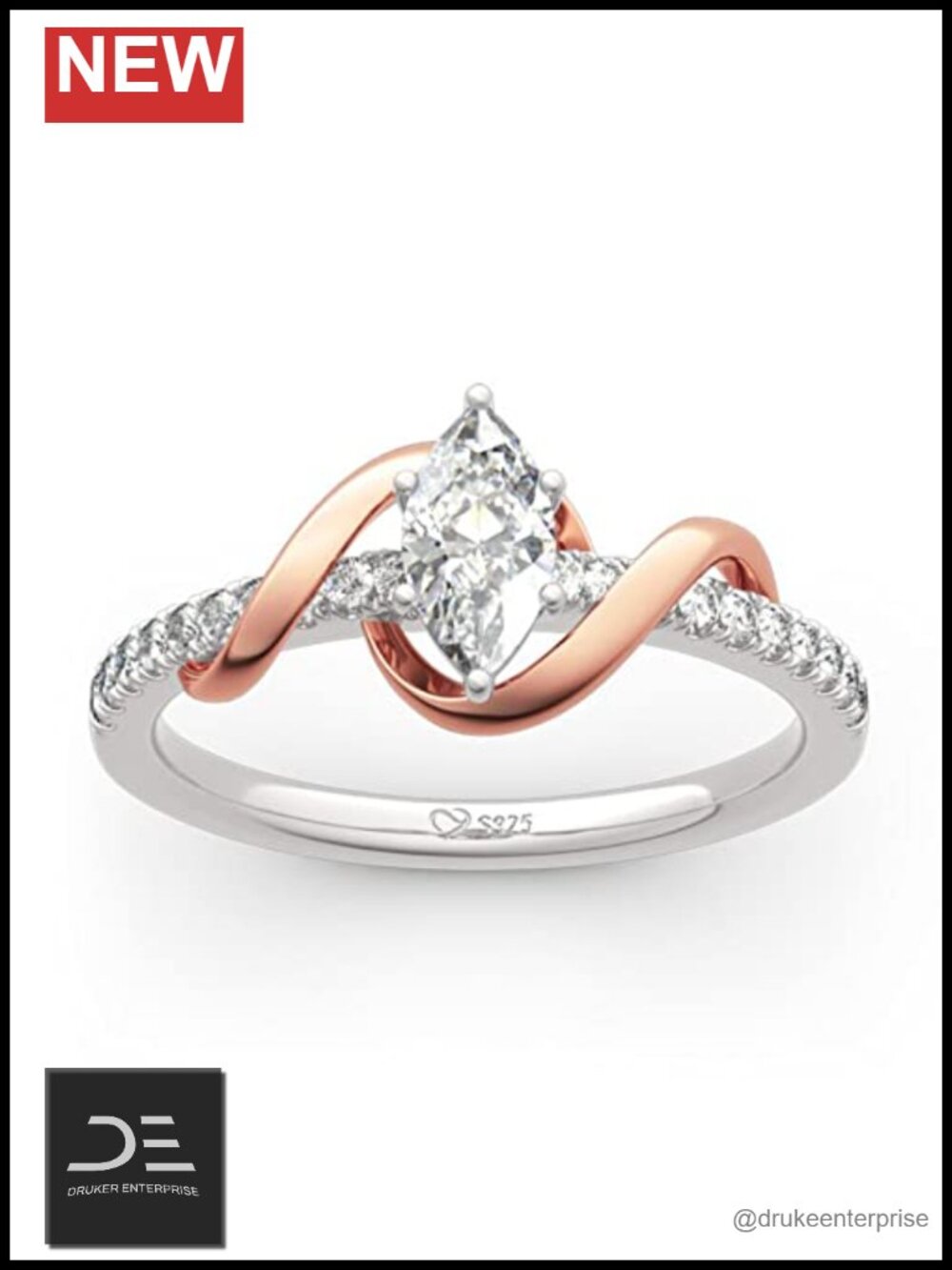 Sterling Silver Two Stone Promise Ring Engagement Anniversary Gift with Jewelry